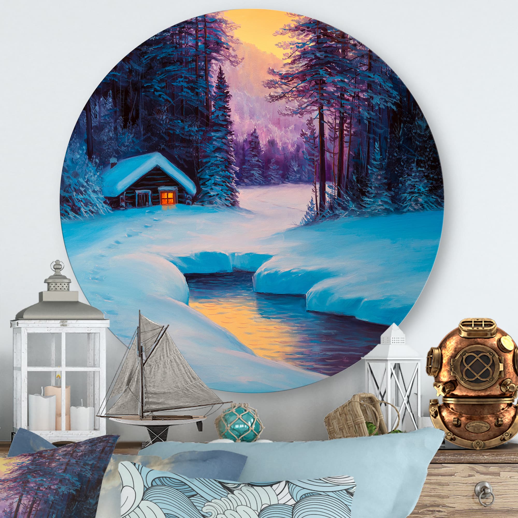 Designart - Old Cabin In Winter Forest II